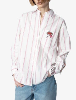 Zadig & Voltaire Tais Striped Organic-cotton Shirt -Ted Bakee Fashion Shop R04151919 VIEUXROSE ALT04