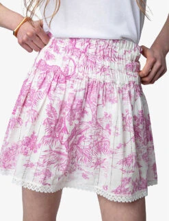 Zadig & Voltaire Jocky Toile-de-Jouy-print Organic-cotton Mini Skirt -Ted Bakee Fashion Shop R04151942 TOILE ALT04