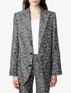 Zadig & Voltaire Vegy Floral-print Jacquard Woven Blazer -Ted Bakee Fashion Shop R04151948 MULTICOLOR ALT02