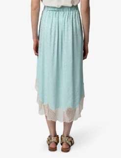 Zadig & Voltaire Joslin Leopard-jacquard Silk Midi Skirt -Ted Bakee Fashion Shop R04151964 CELADON ALT03