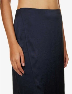 THEORY Mid-rise Split-hem Satin Midi Skirt 9 THEORY Mid-rise Split-hem Satin Midi Skirt -Ted Bakee Fashion Shop R04152409 DEEPNAVY ALT04