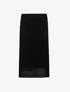 THEORY Textured Mid-rise Cotton Knitted Midi Skirt