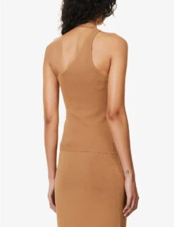 Nadja Cut-out Stretch-woven Top 8 Nadja Cut-out Stretch-woven Top -Ted Bakee Fashion Shop R04152829 CINNAMON ALT03