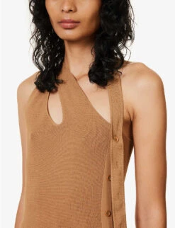Nadja Cut-out Stretch-woven Top 9 Nadja Cut-out Stretch-woven Top -Ted Bakee Fashion Shop R04152829 CINNAMON ALT04