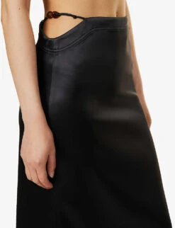 Ganni Double Satin Beaded Stretch Recycled-polyester Maxi Skirt 9 Ganni Double Satin Beaded Stretch Recycled-polyester Maxi Skirt -Ted Bakee Fashion Shop R04152904 BLACK ALT04
