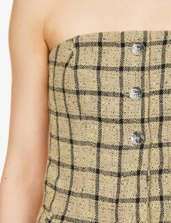 Ganni Checked Strapless Organic Cotton-blend Top 11 Ganni Checked Strapless Organic Cotton-blend Top -Ted Bakee Fashion Shop R04152919 TENDERSHOOTS ALT05