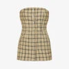 Ganni Checked Strapless Organic Cotton-blend Top