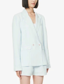 Paige Dawson Double-breasted Linen-rayon Blend Blazer -Ted Bakee Fashion Shop R04153177 ICEFLOW ALT02