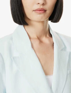 Paige Dawson Double-breasted Linen-rayon Blend Blazer -Ted Bakee Fashion Shop R04153177 ICEFLOW ALT04