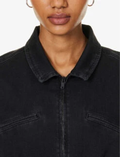 Paige Jett Cap-sleeved Stretch-denim Jumpsuit 10 Paige Jett Cap-sleeved Stretch-denim Jumpsuit -Ted Bakee Fashion Shop R04153212 BLACKDOVE ALT04