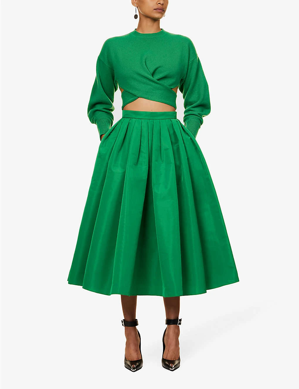 Alexander McQueen Pleated Flared-hem Woven Midi Skirt 2 Alexander McQueen Pleated Flared-hem Woven Midi Skirt - Image 2