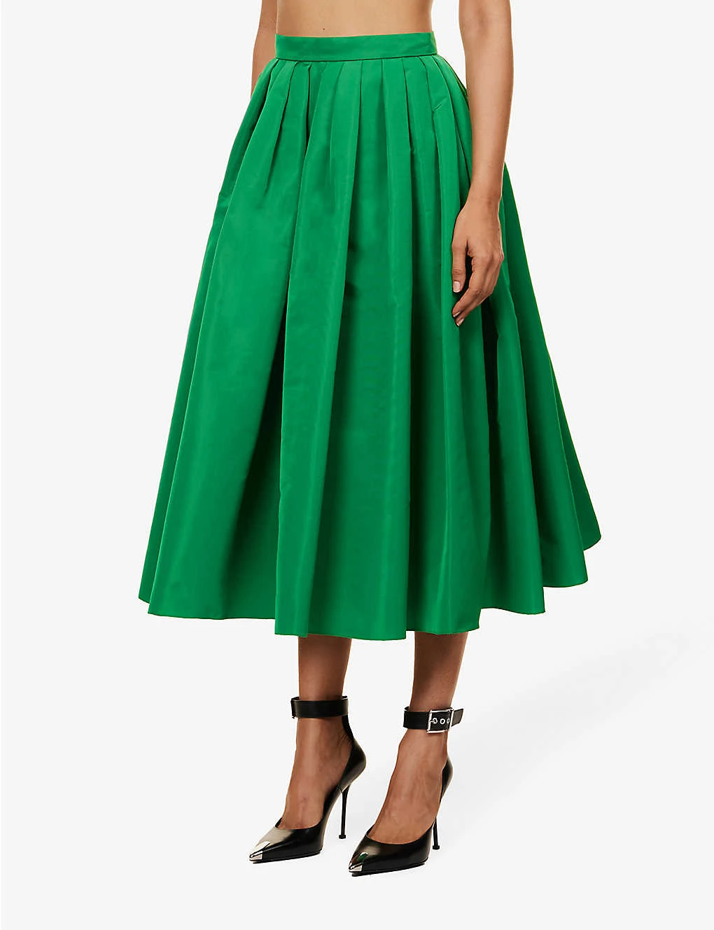 Alexander McQueen Pleated Flared-hem Woven Midi Skirt 3 Alexander McQueen Pleated Flared-hem Woven Midi Skirt - Image 3