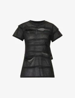 Siding Semi-sheer Cotton-blend Top