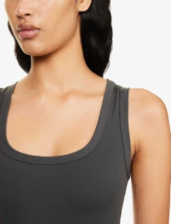 Ultimate Scoop-neck Sleeveless Stretch-woven Unitard -Ted Bakee Fashion Shop R04153492 CHARCOAL ALT04