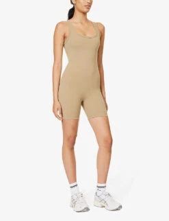 Ultimate Scoop-neck Stretch-woven Playsuit -Ted Bakee Fashion Shop R04153647 DEEPSAND ALT02