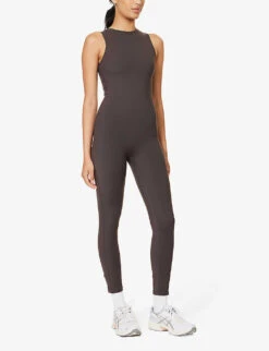 Ultimate Sleeveless Stretch-woven Jumpsuit -Ted Bakee Fashion Shop R04153649 COFFEEBEAN ALT02