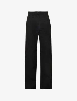 Regular-fit Straight-leg High-rise Cotton And Linen-blend Trousers