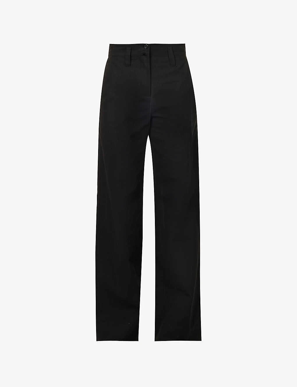 Regular-fit Straight-leg High-rise Cotton And Linen-blend Trousers 1 Regular-fit Straight-leg High-rise Cotton And Linen-blend Trousers