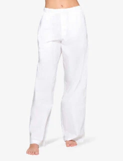 Skims Spa Relaxed-fit Cotton-poplin Pyjama Bottoms -Ted Bakee Fashion Shop R04153807 SNOW ALT02