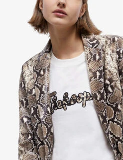 THE KOOPLES Python-effect Single-breasted Leather Blazer -Ted Bakee Fashion Shop R04154629 PYT04 ALT02