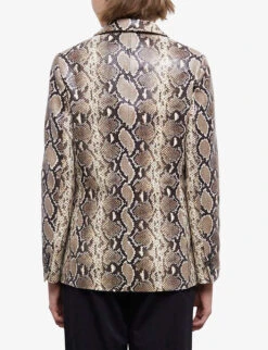 THE KOOPLES Python-effect Single-breasted Leather Blazer -Ted Bakee Fashion Shop R04154629 PYT04 ALT03