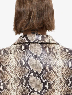 THE KOOPLES Python-effect Single-breasted Leather Blazer -Ted Bakee Fashion Shop R04154629 PYT04 ALT04