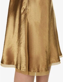 Vince Mid-rise Flared-hem Satin Midi Skirt -Ted Bakee Fashion Shop R04154642 NILE ALT04