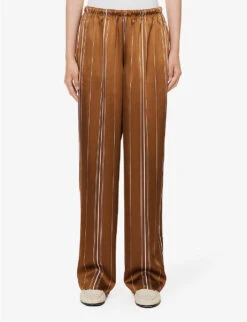 Vince Stripe Straight-leg High-rise Satin Trousers 7 Vince Stripe Straight-leg High-rise Satin Trousers -Ted Bakee Fashion Shop R04154645 NILE ALT02