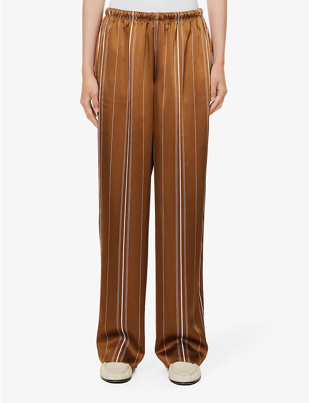 Vince Stripe Straight-leg High-rise Satin Trousers 3 Vince Stripe Straight-leg High-rise Satin Trousers - Image 3
