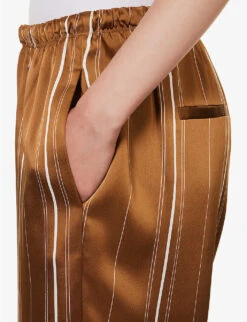 Vince Stripe Straight-leg High-rise Satin Trousers 9 Vince Stripe Straight-leg High-rise Satin Trousers -Ted Bakee Fashion Shop R04154645 NILE ALT04