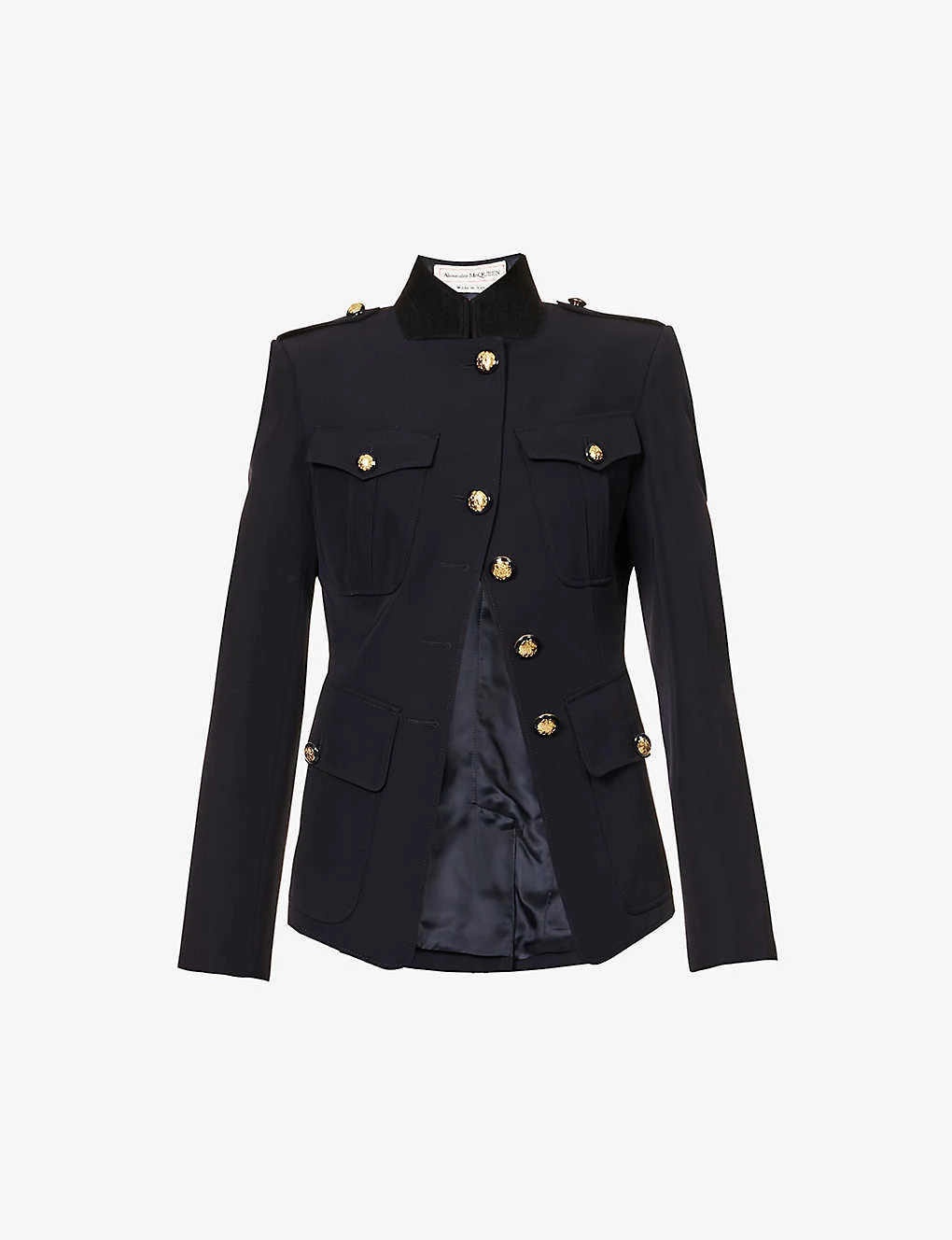 Alexander McQueen Military Cut-out Cotton And Wool-blend Jacket 1 Alexander McQueen Military Cut-out Cotton And Wool-blend Jacket