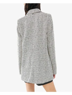 Ikks Chevron-pattern Double-breasted Woven Coat 8 Ikks Chevron-pattern Double-breasted Woven Coat -Ted Bakee Fashion Shop R04156311 MASTIC ALT03