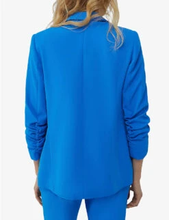 Ikks Hyacinth Gathered-sleeve Woven Blazer -Ted Bakee Fashion Shop R04156323 BRIGHTBLUE ALT03