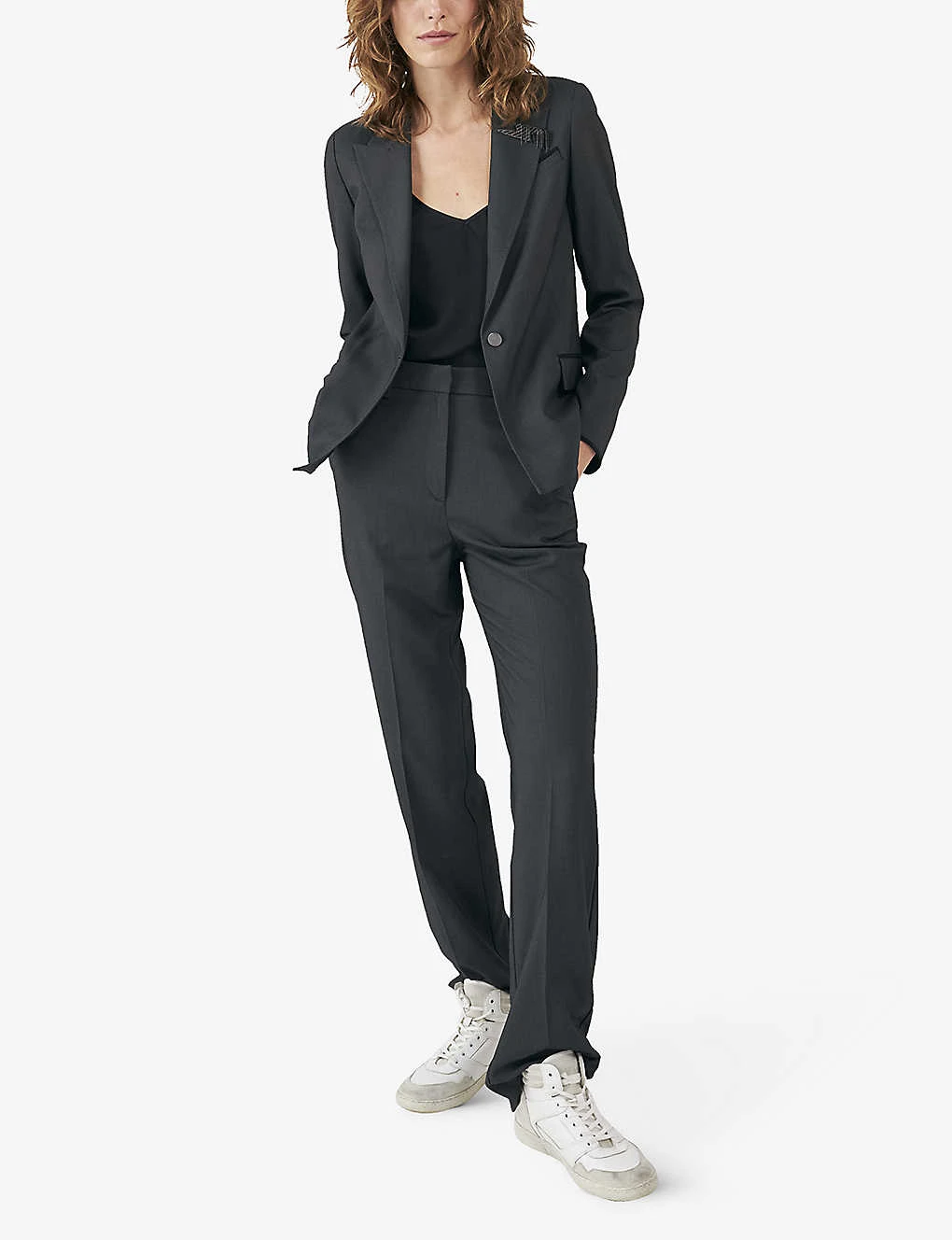 Ikks Birdseye-weave Straight-leg Mid-rise Stretch-woven Trousers 2 Ikks Birdseye-weave Straight-leg Mid-rise Stretch-woven Trousers - Image 2