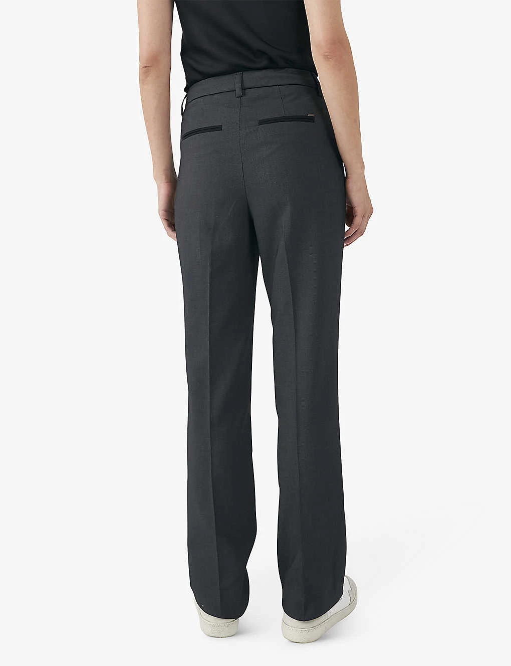 Ikks Birdseye-weave Straight-leg Mid-rise Stretch-woven Trousers 4 Ikks Birdseye-weave Straight-leg Mid-rise Stretch-woven Trousers - Image 4