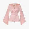 Occhi V-neck Padded-shoulders Silk Jacket