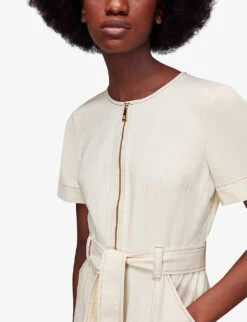 Whistles Cropped Denim Jumpsuit -Ted Bakee Fashion Shop R04156815 CREAM ALT04