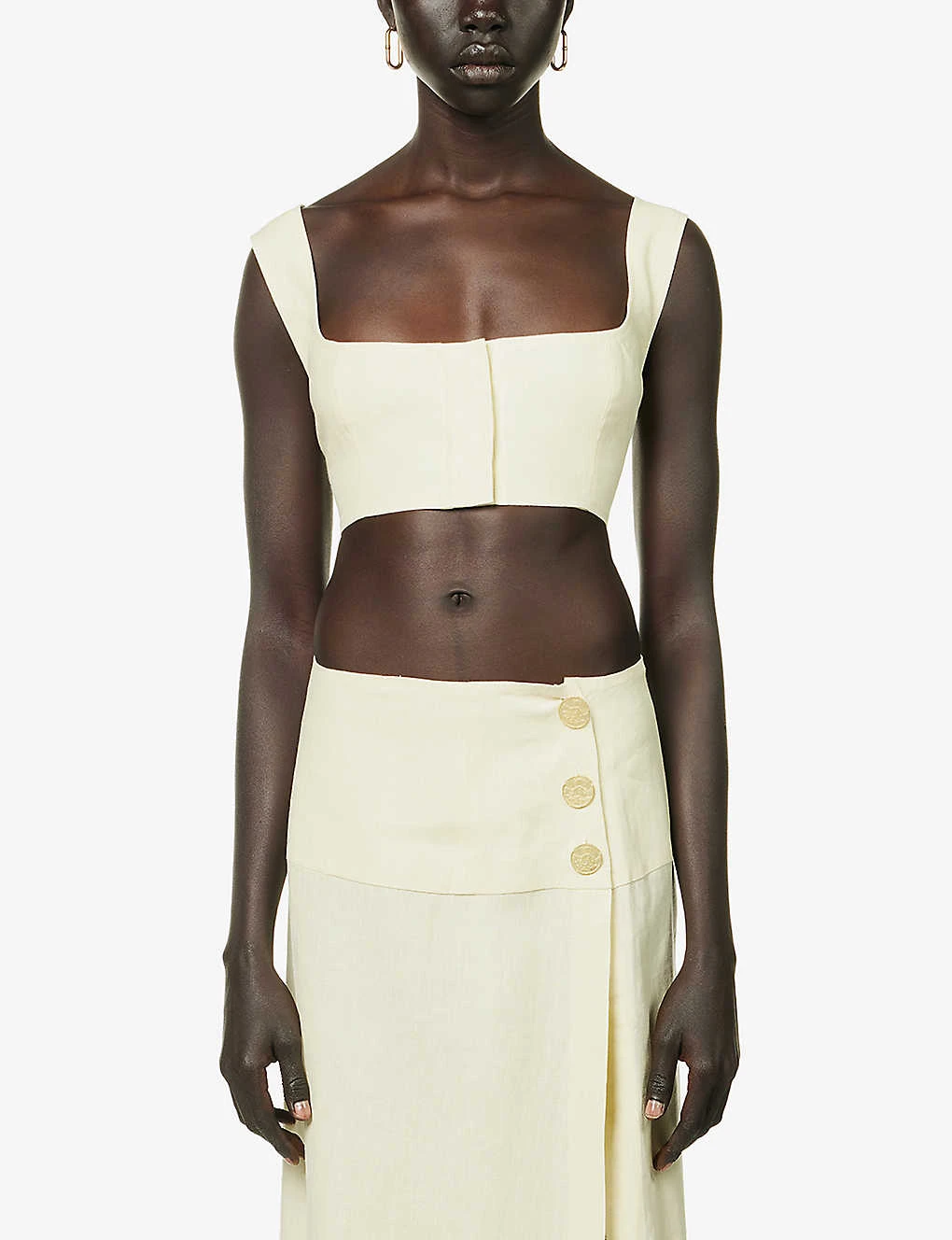 Square-neck Cropped Linen Top 3 Square-neck Cropped Linen Top - Image 3