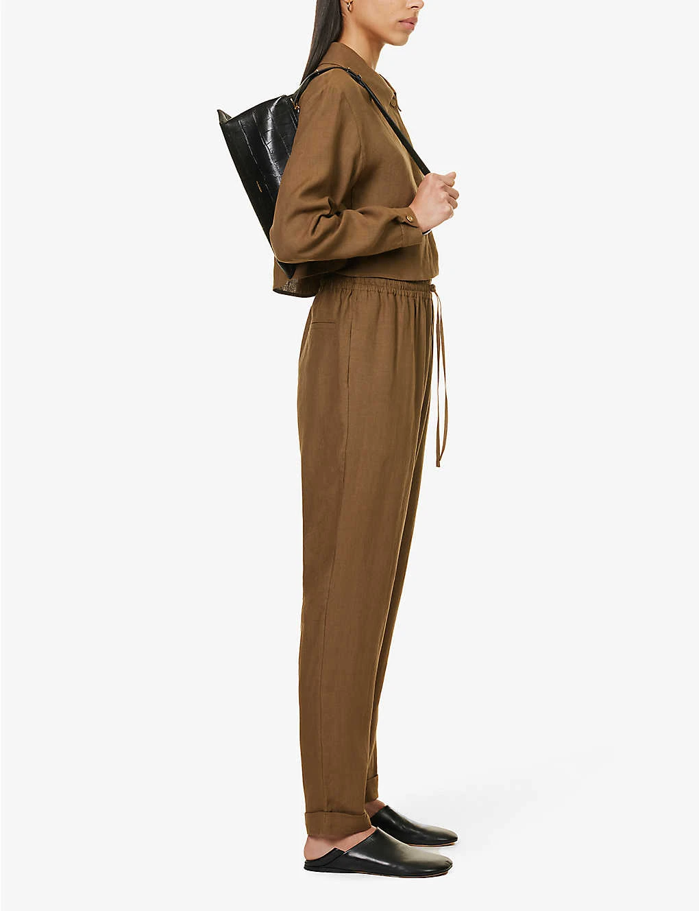 Straight-leg Mid-rise Linen Trousers 2 Straight-leg Mid-rise Linen Trousers - Image 2