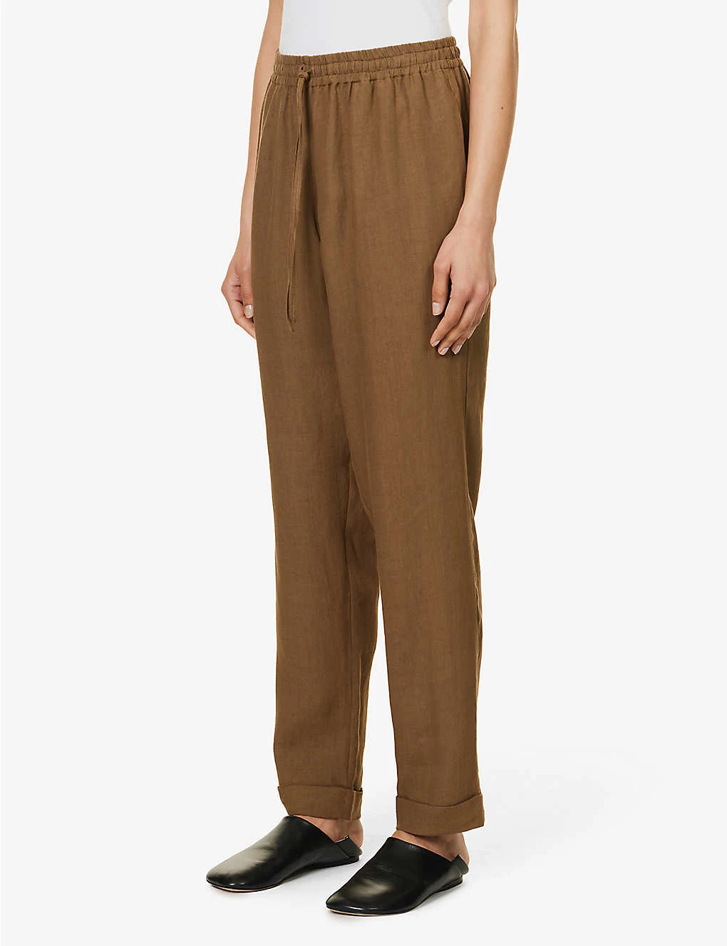 Straight-leg Mid-rise Linen Trousers 3 Straight-leg Mid-rise Linen Trousers - Image 3