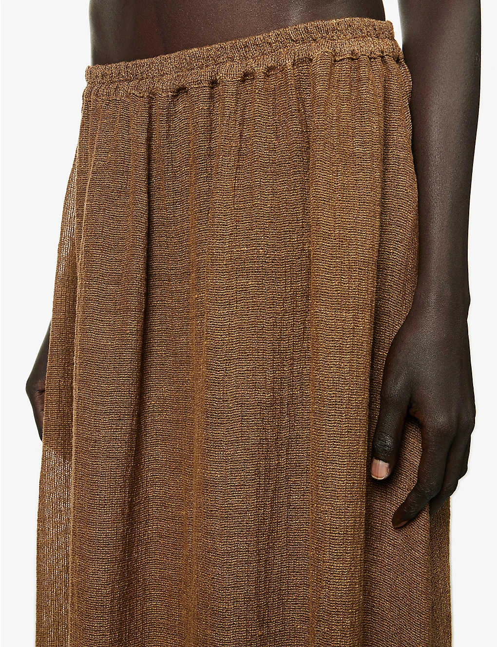 Relaxed-fit Flared-hem Linen Midi Skirt 5 Relaxed-fit Flared-hem Linen Midi Skirt - Image 5