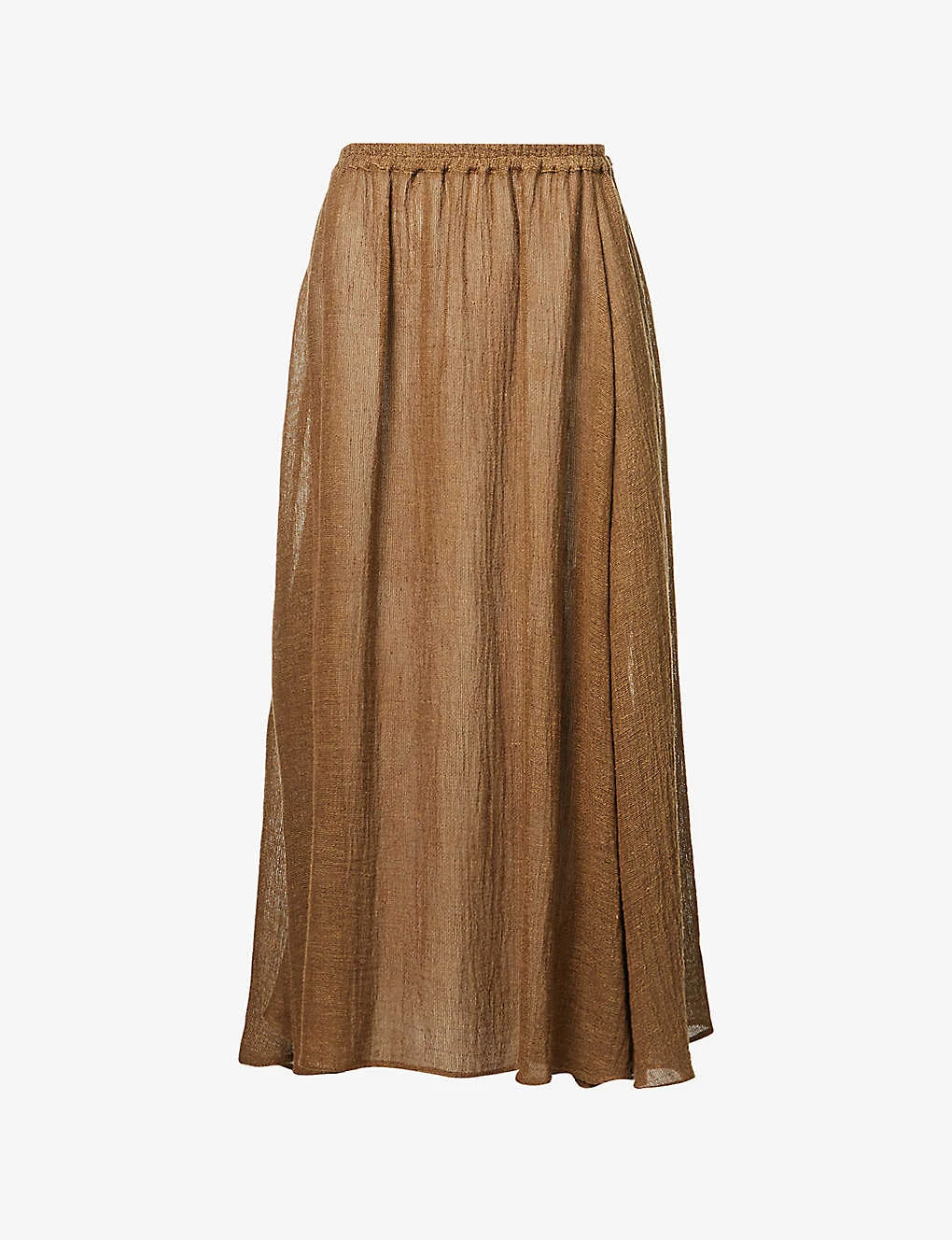 Relaxed-fit Flared-hem Linen Midi Skirt 1 Relaxed-fit Flared-hem Linen Midi Skirt