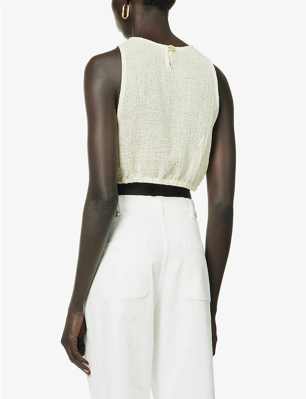 Cut-out Twist-pattern Linen Top 4 Cut-out Twist-pattern Linen Top - Image 4