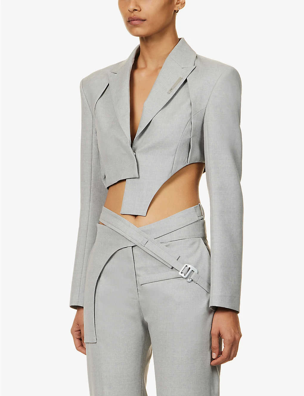 Asymmetric-hem Cropped Wool Blazer 3 Asymmetric-hem Cropped Wool Blazer - Image 3
