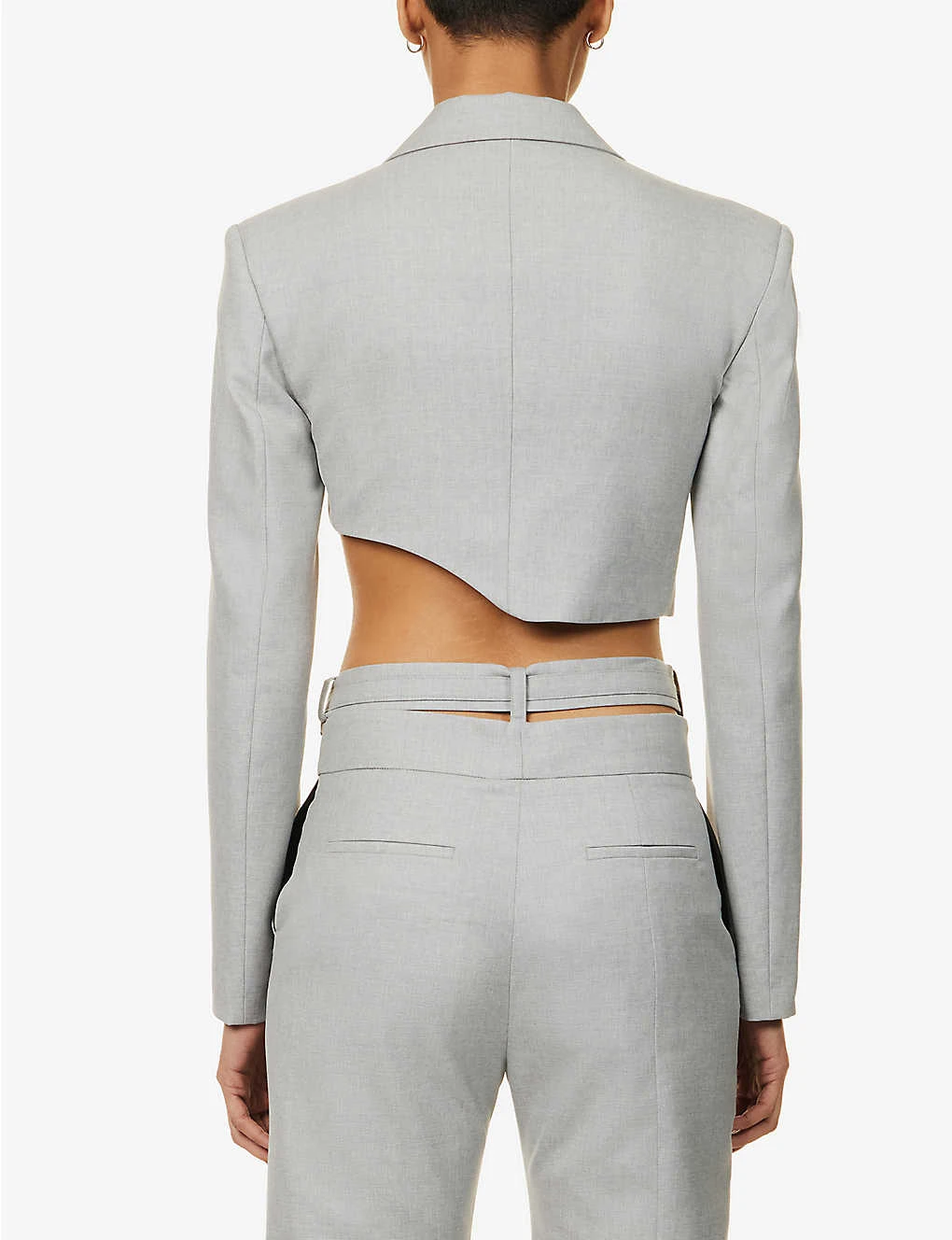 Asymmetric-hem Cropped Wool Blazer 4 Asymmetric-hem Cropped Wool Blazer - Image 4