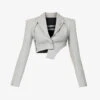 Asymmetric-hem Cropped Wool Blazer