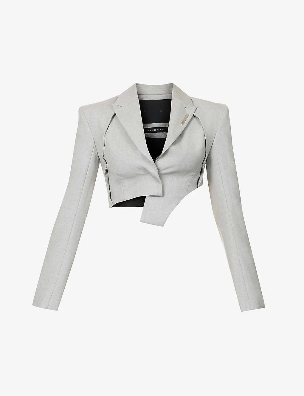 Asymmetric-hem Cropped Wool Blazer 1 Asymmetric-hem Cropped Wool Blazer
