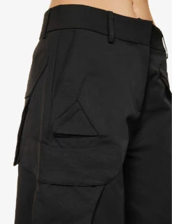 Abstract-pocket Wide-leg Woven Trousers -Ted Bakee Fashion Shop R04158013 BLACK ALT04