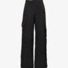 Abstract-pocket Wide-leg Woven Trousers