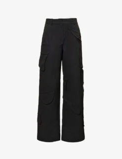 Abstract-pocket Wide-leg Woven Trousers